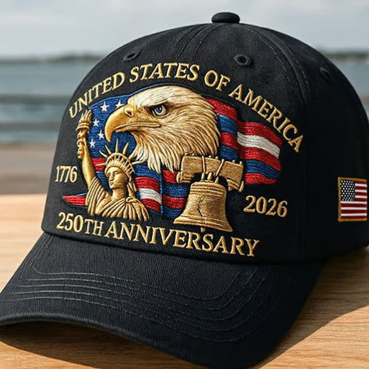 Embroidered American Eagle Head Baseball Cap - America 250th Anniversary Commemorative Design - Cotton Blend Adjustable Snapback Hat For Men And Women