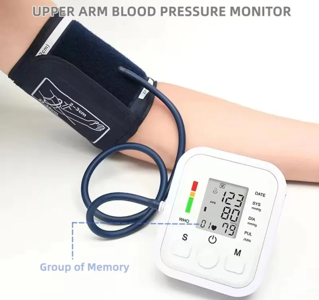 Blood Pressure Monitor With X4 AAA Battery, Large Cuff Digital Upper Arm BP Machine, 2x99 Memory Set, Voice Prompt, USB Cable, Arrhythmia Detection, Heart Rate Hypertension Monitors, Home Use  White