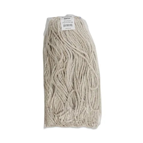 Boardwalk 24 Oz. White Microfiber Mop Cloth Cut-End Lie-Flat Cotton Wet Rectangle Mop Pad 12/Carton Spinning Mop