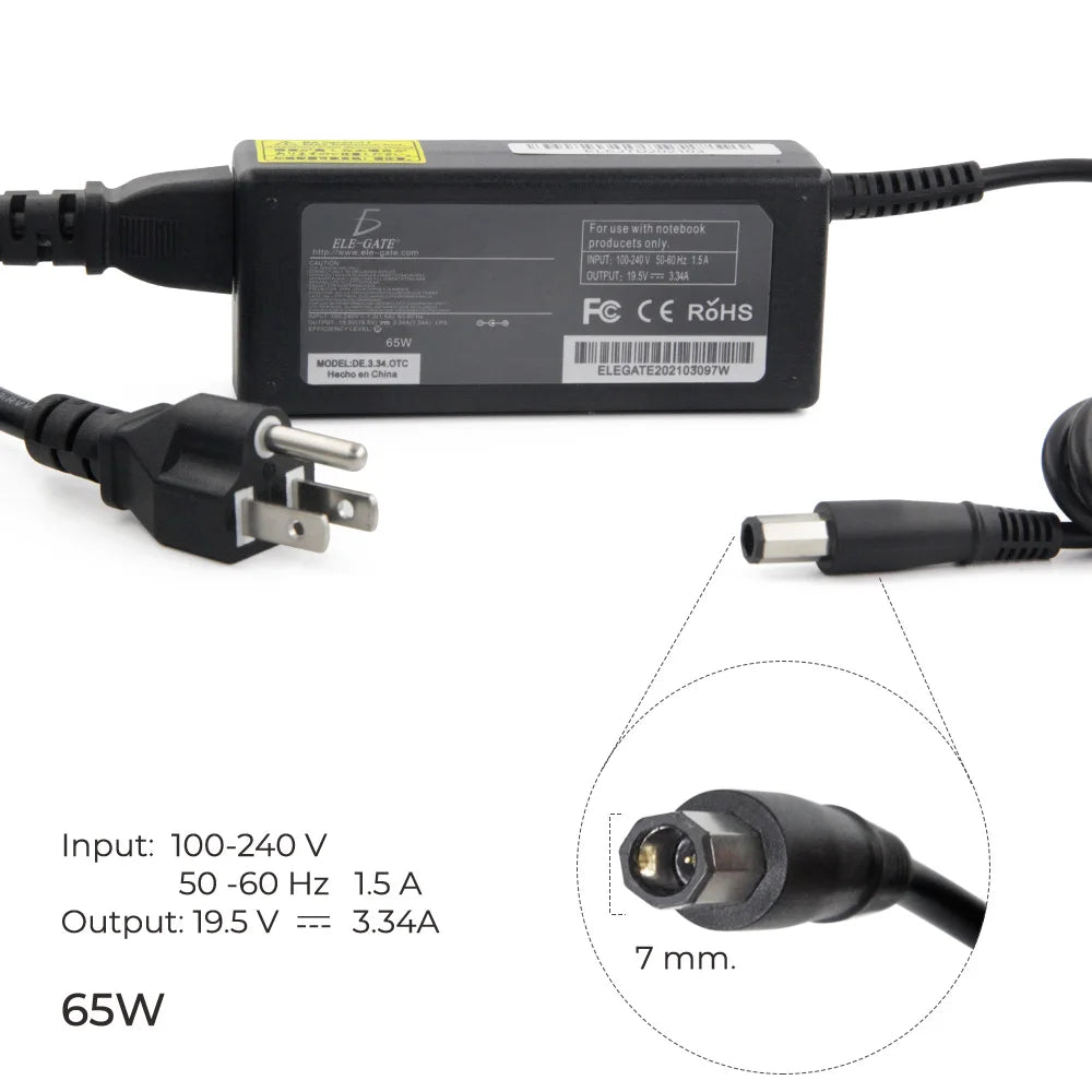 For 19.5V 3.34A 65W Black Laptop Charger with Special Tip AC Adapter From China