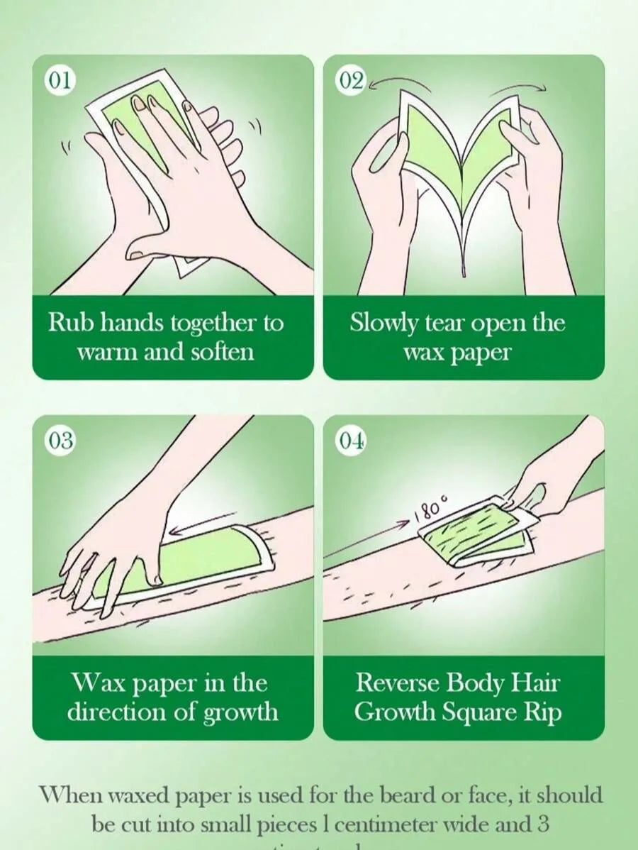 stick Professional Hair Removal Wax Strips for Summer Depilation Double Sided Cold Wax Paper for Leg Body Face Useful