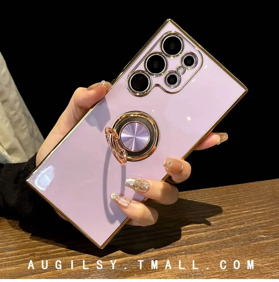 Removable Magnetic Mount Luxury TPU Electroplated Case For S24 Ultra KAOU Holster Included Laser Engraved Commercial