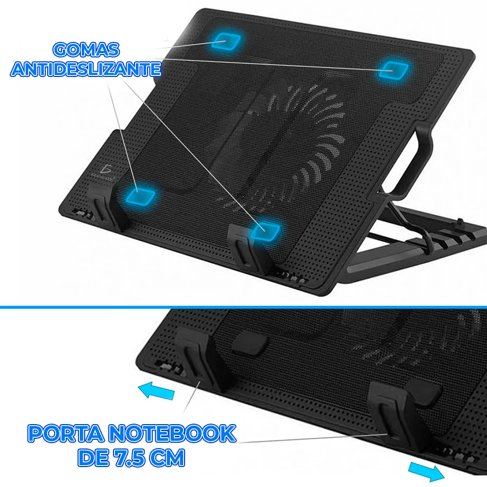 ELEGATE Plastic Laptop Cooling Fan Pad with Liquid Cooling for 24-inch Laptops 5 Positions