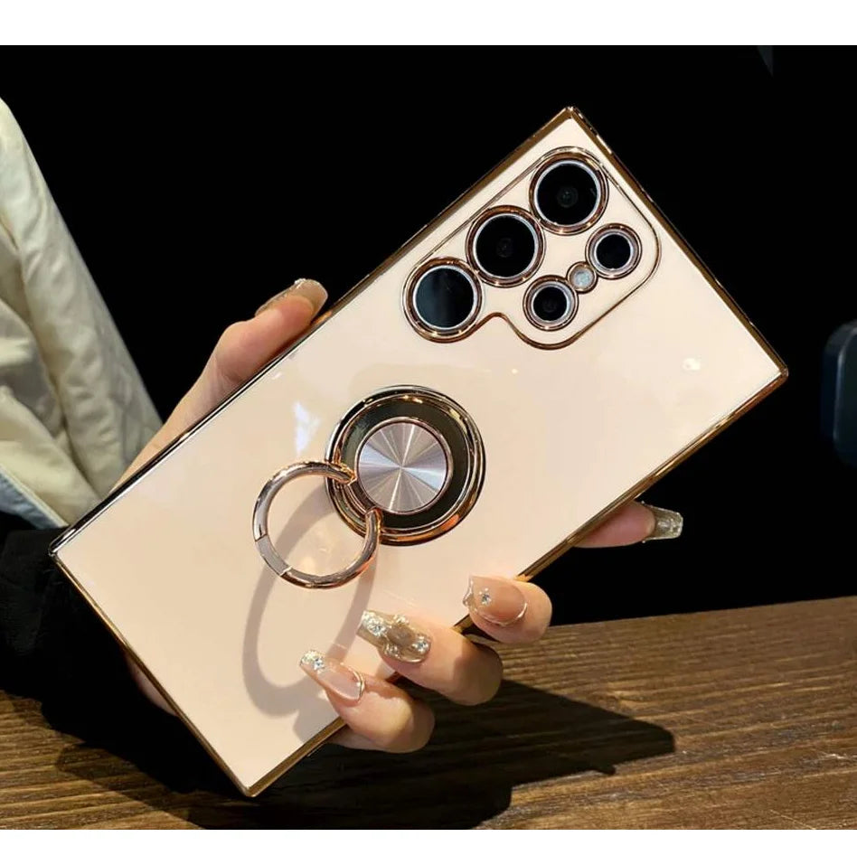 Removable Magnetic Mount Luxury TPU Electroplated Case For S24 Ultra KAOU Holster Included Laser Engraved Commercial