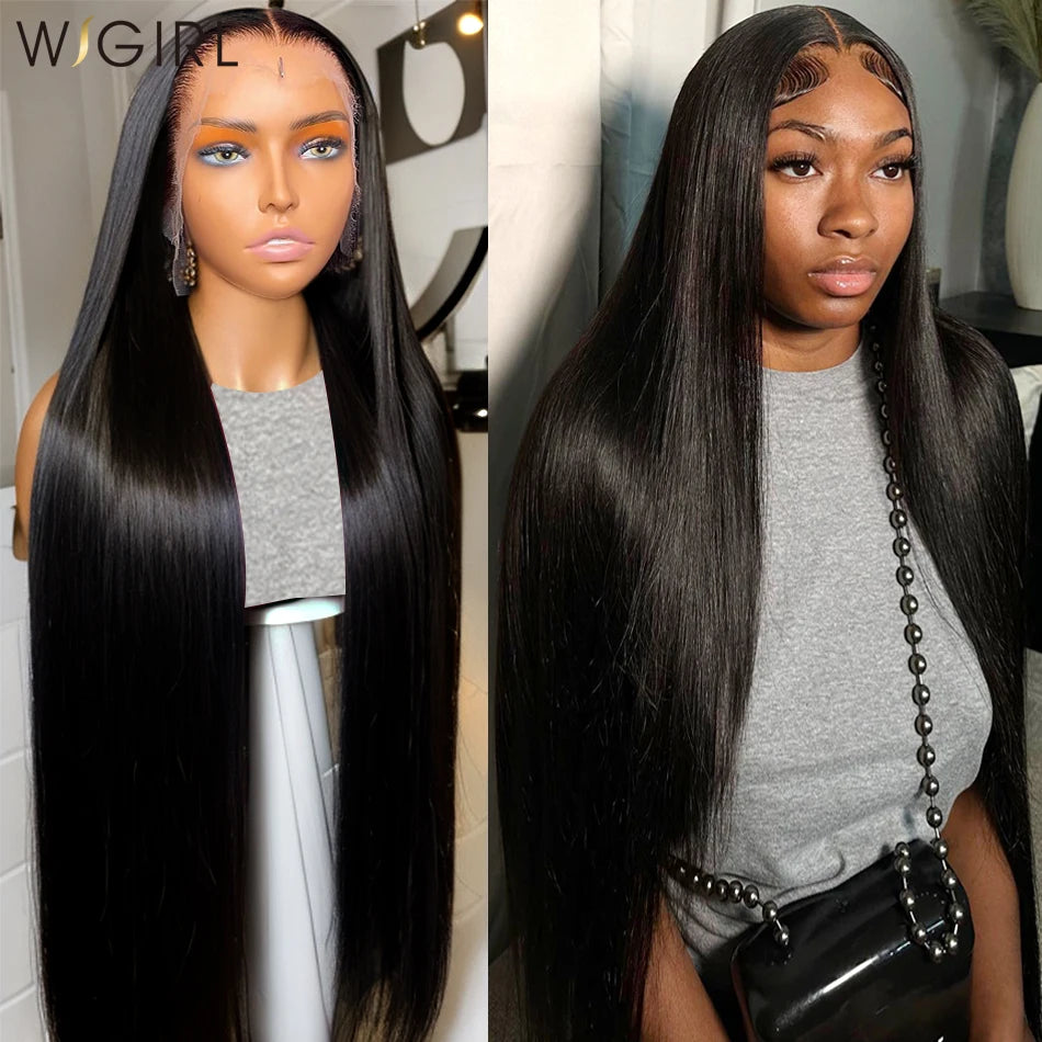 Wigirl HD 30 40 Inch Straight 13x6 Human Hair Lace Frontal Wigs 200% Brazilian Remy PrePlucked 13x4 Lace Front Wig For Women