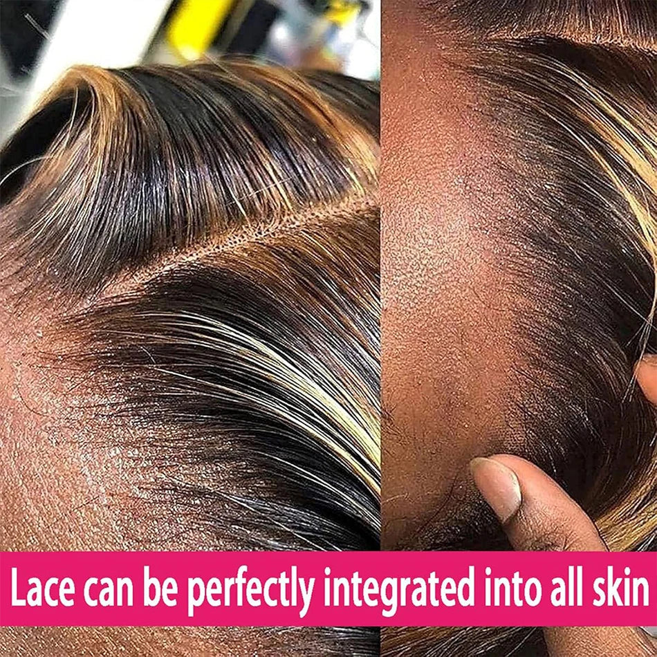 Highlight Ombre 13x4 Hd Lace Front Human Hair Wigs Preplucked 5x5 Closure Wigs Glueless Honey Blonde Deep Curly Wigs Human Hair