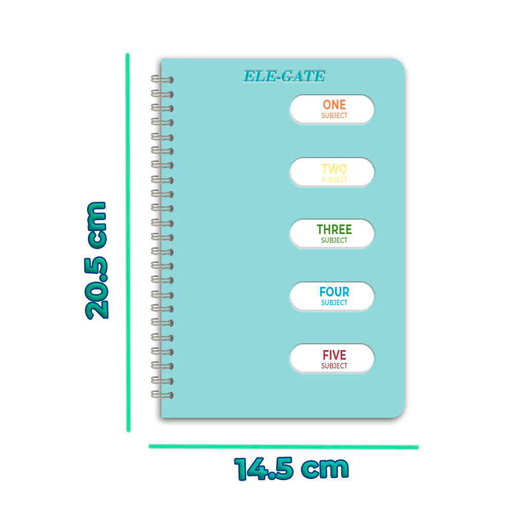 Korean A5 Size Lined Notebook Organizer 5 Separations Spiral Binding Printed Style for Gift Packed in Box
