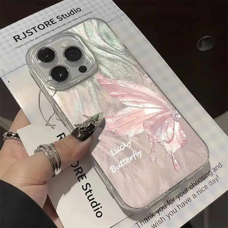 Beautiful Bling Customizable Girls iphone 16 Pro Max Phone Cases Luxury Mobile Phone case Cover Charms for Uv Printing-butterfly