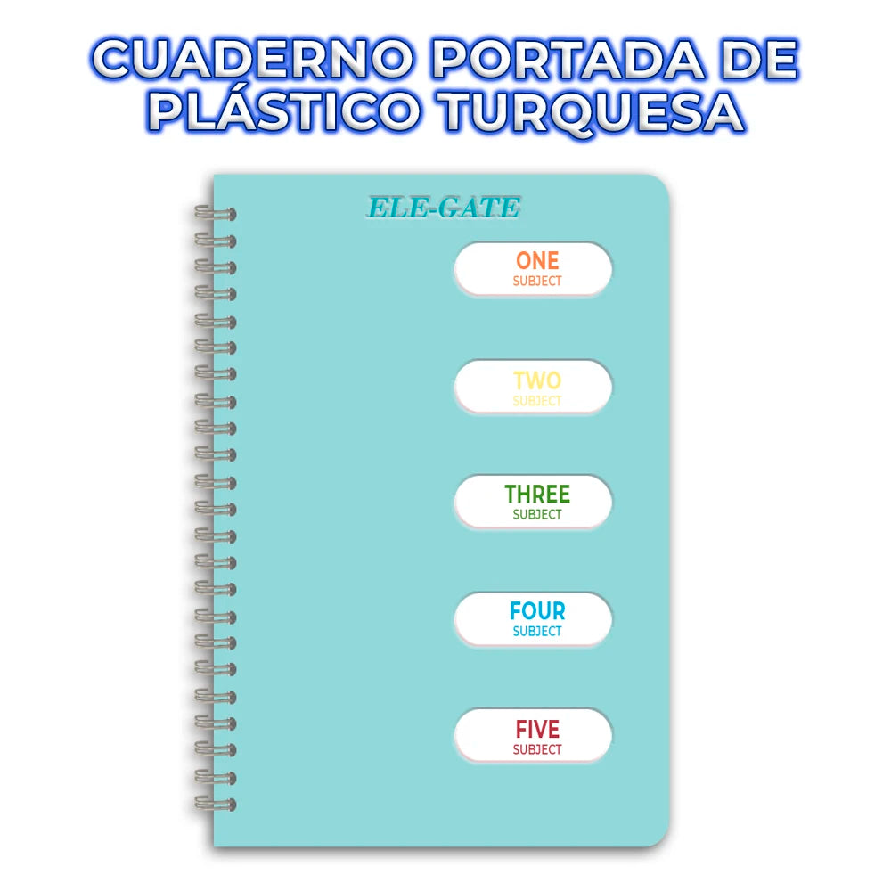 Korean A5 Size Lined Notebook Organizer 5 Separations Spiral Binding Printed Style for Gift Packed in Box