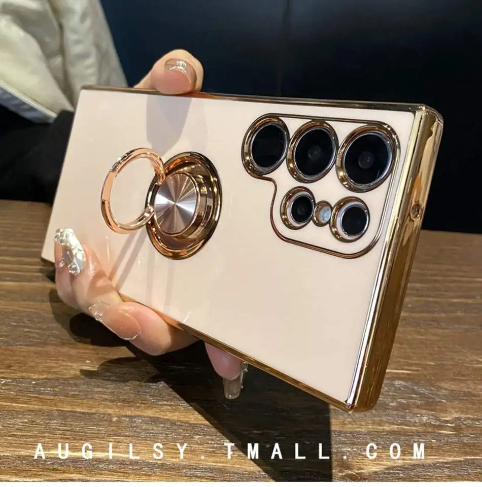 Removable Magnetic Mount Luxury TPU Electroplated Case For S24 Ultra KAOU Holster Included Laser Engraved Commercial