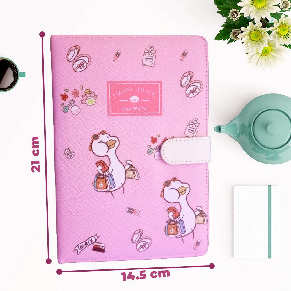 Kawaii Design Notebook 100 Sheet Hard Cover Magnetic Clasp for School and Gifts Made From PU and Offset Paper