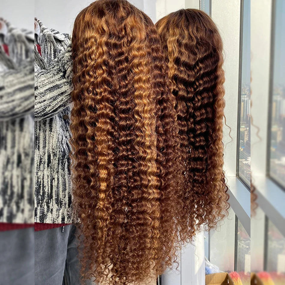 Highlight Ombre 13x4 Hd Lace Front Human Hair Wigs Preplucked 5x5 Closure Wigs Glueless Honey Blonde Deep Curly Wigs Human Hair