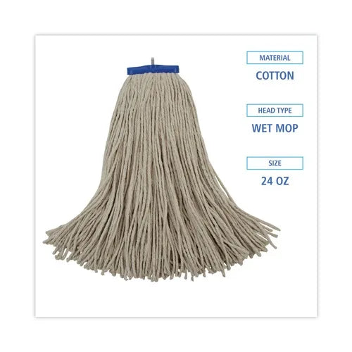 Boardwalk 24 Oz. White Microfiber Mop Cloth Cut-End Lie-Flat Cotton Wet Rectangle Mop Pad 12/Carton Spinning Mop
