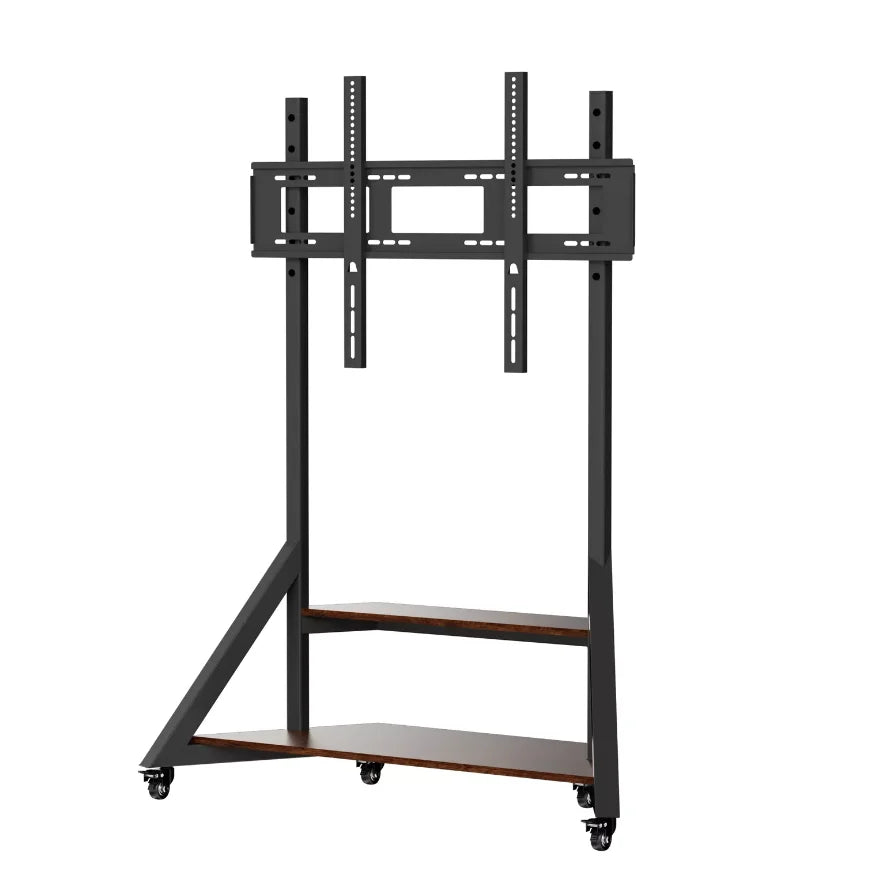 Floor TV Stand Heavy Duty Television Mount Bracket with Wood Shelves Height Adjustable for 65-100 Inch LCD LED TV