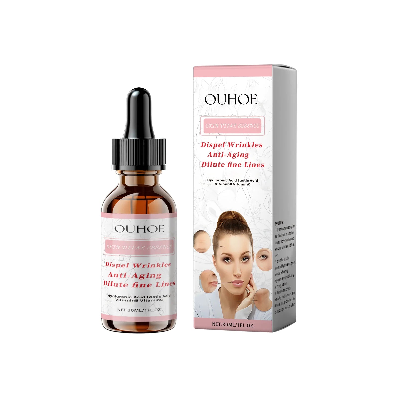 Ouhoe Anti-Wrinkle EGF Serum Facial Skin Moisturizing Hydrating Firming Smoothing and Brightening Fine Lines for Home Use