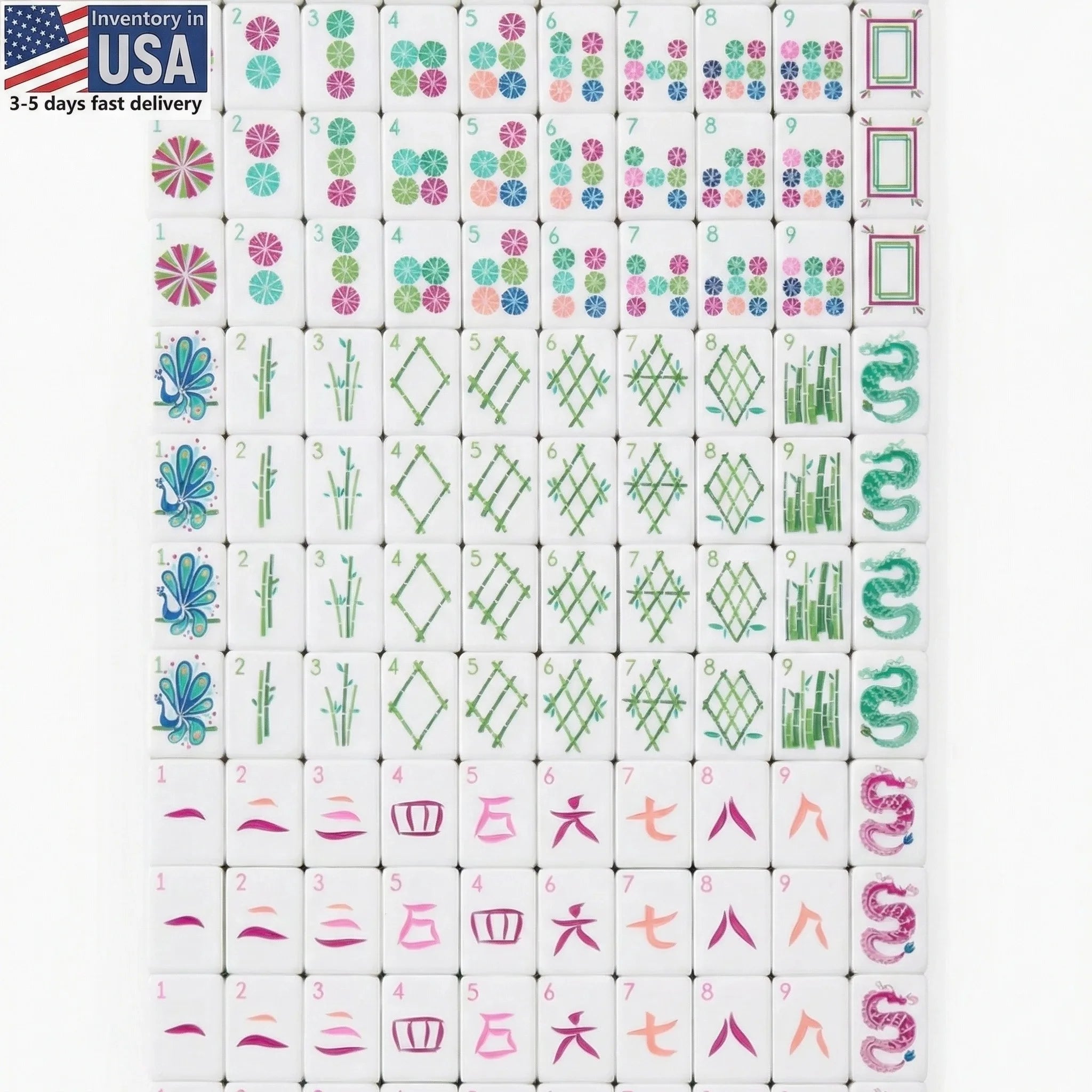Local Warehouse US Local Stock Free Shipping Pink 4-layer Acrylic American Mahjong Tiles OMM RTS Portable Foldable Water