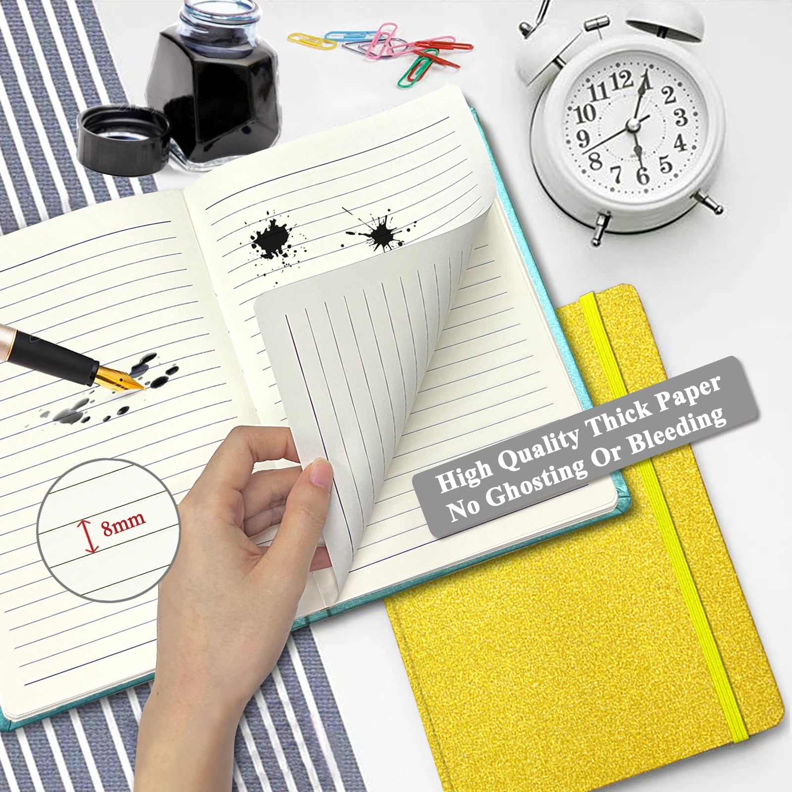 4 Pack A5 Glitter Notebooks 8.3"x5.7" 160 College-Ruled Pages Hardcover Journals for Teens