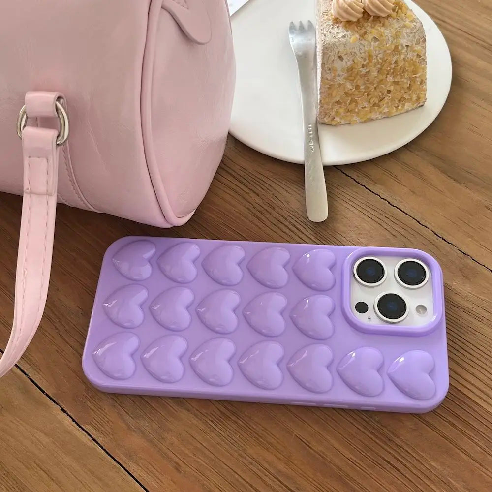 INS Stylish 3D Heart Design Mobile Phone Case for iPhone 16 Pro Max 15 Y2K 15 Plus-Trending Protective Shockproof Cute Cover