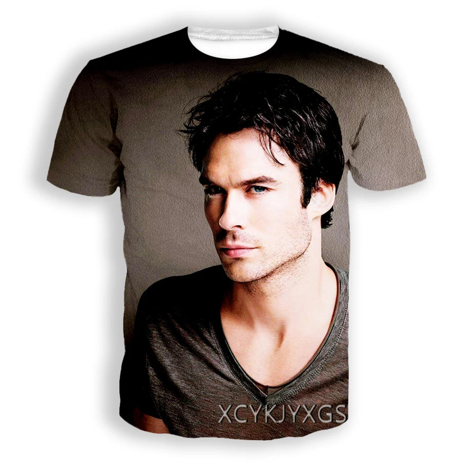 Men/Women TV The Vampire Diaries 3D Printed T-Shirt Damon Salvatore Short Sleeve Fashion T Shirt Sport Pullover Summer Tops 6XL