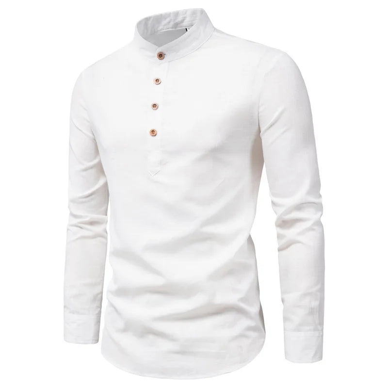 Men's Slim Fit Long Sleeve Cotton Polyester Shirt - Autumn Casual Business Blouse Top (Custom Logo Available)