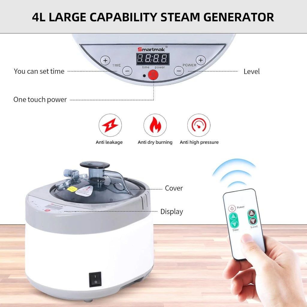 Smartmak Sauna Generator Home Steamer 4L Steam Generator for Sauna Accessories