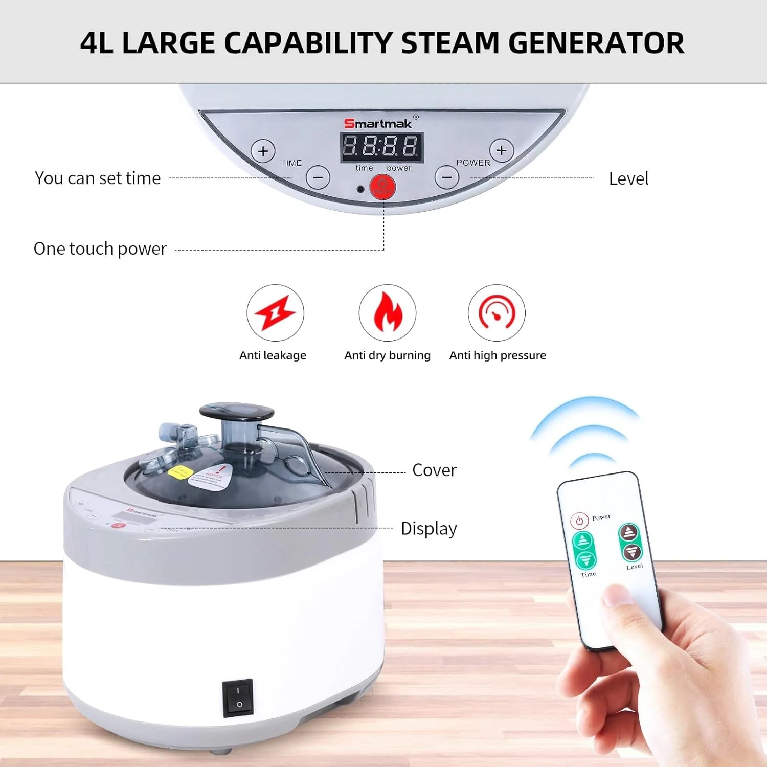Smartmak Sauna Generator Home Steamer 4L Steam Generator for Sauna Accessories