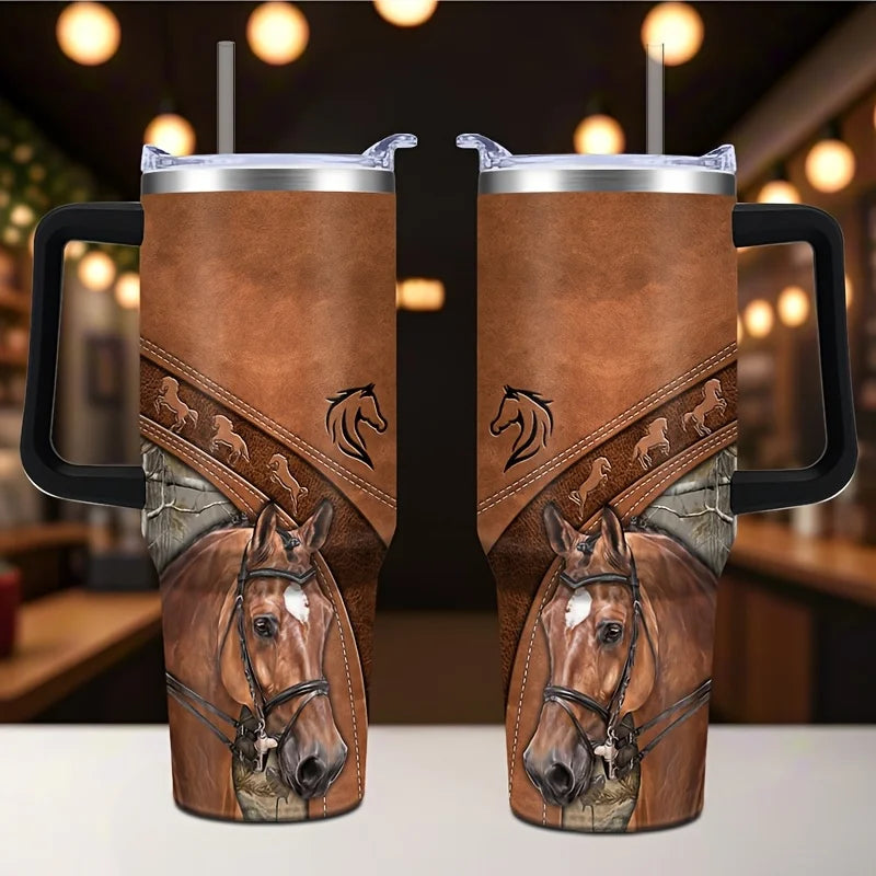 Custom logo 40 oz Stainless Steel Double Wall Vacuum Metal Cup Travel Coffee Mug 40oz Tumbler with Handle
