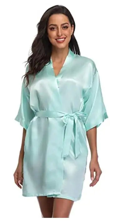 Summer Champagne Chinese Bride Wedding Robe Satin Sleepwear Women Nightgown Sexy Nightdress Lady Kimono Bathrobe Gown Negligee