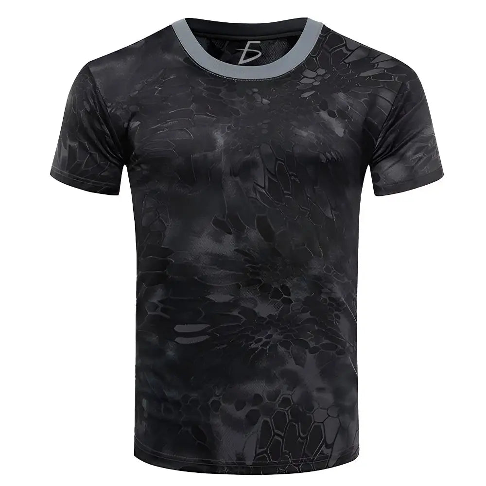 ELEGATE Comfortable Cool Men's XL Collarless Summer Breathable Camouflage Casual Tactical Sports Shirt Polyester/Cotton Short