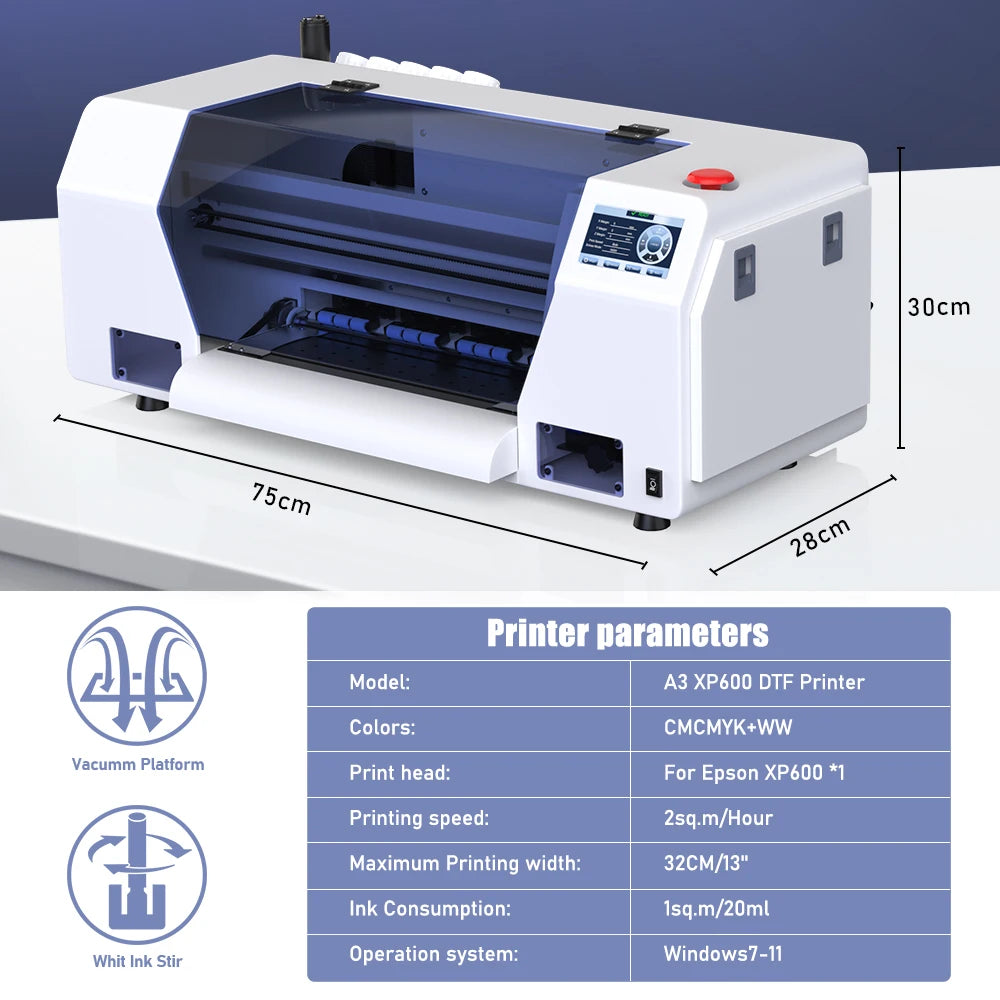 US Stock Free Shipping Colorsun 30cm DTF Printer Direct to Film Printer XP600 Head Impresora Dtf for T Shirt