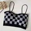 Women Summer Shoulder Vest Plaid Strap Tops Short Style Clothes Ladies Bra Seamless Crop Tops Casual Vest