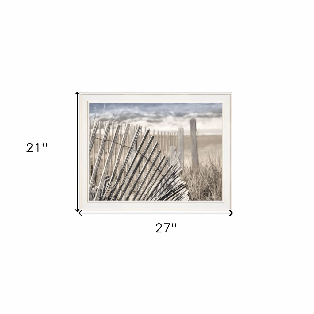 White Framed HMS on the Coastline Wall Art Elegant Decal for Home Decor