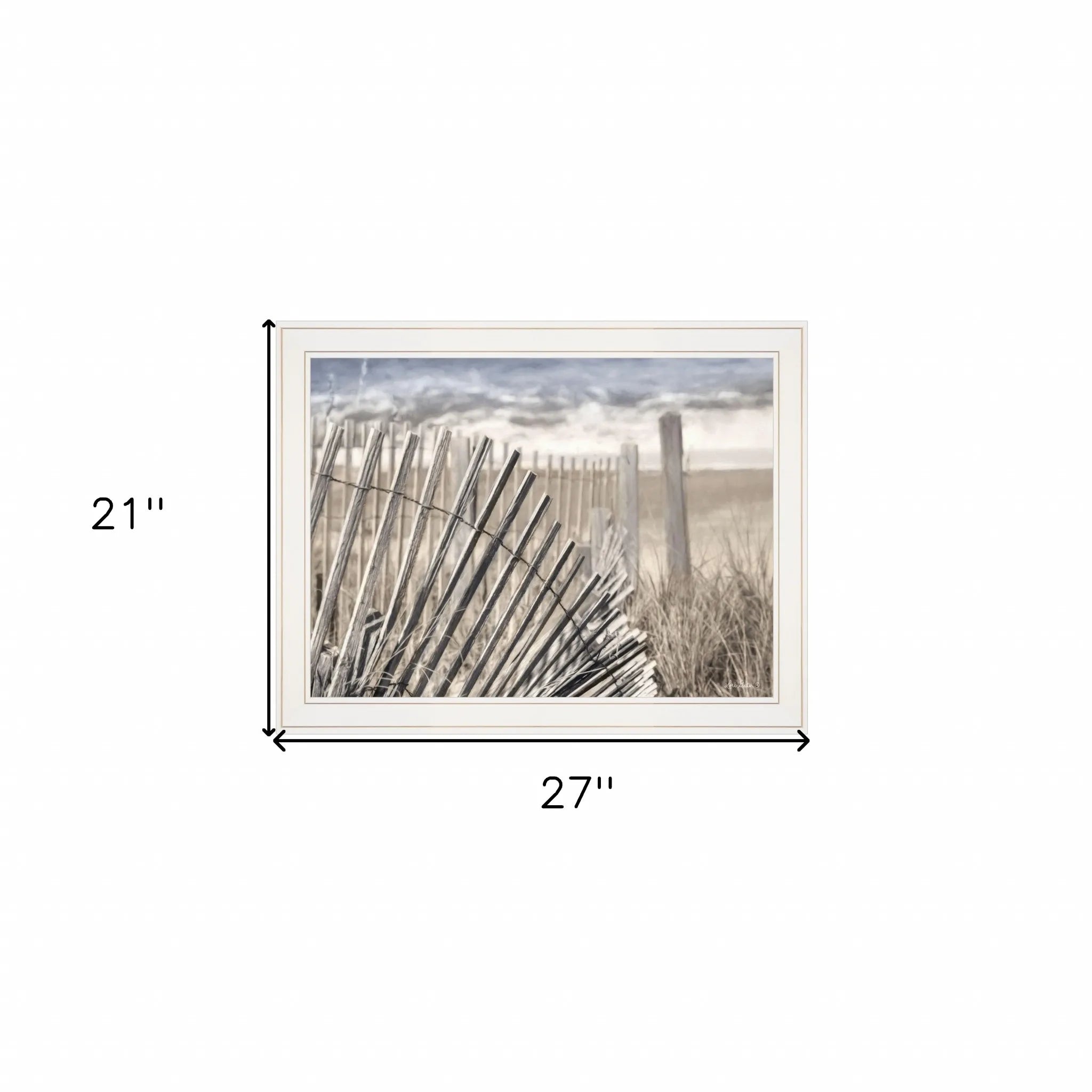White Framed HMS on the Coastline Wall Art Elegant Decal for Home Decor