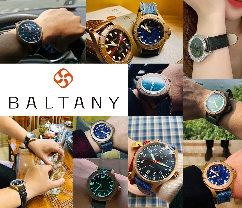 Baltany Military Field Watch S2049 Sapphire Calendar 24H Indicator Luxury Men's NH35 Auto Mechanical Homage Waterproof Watches