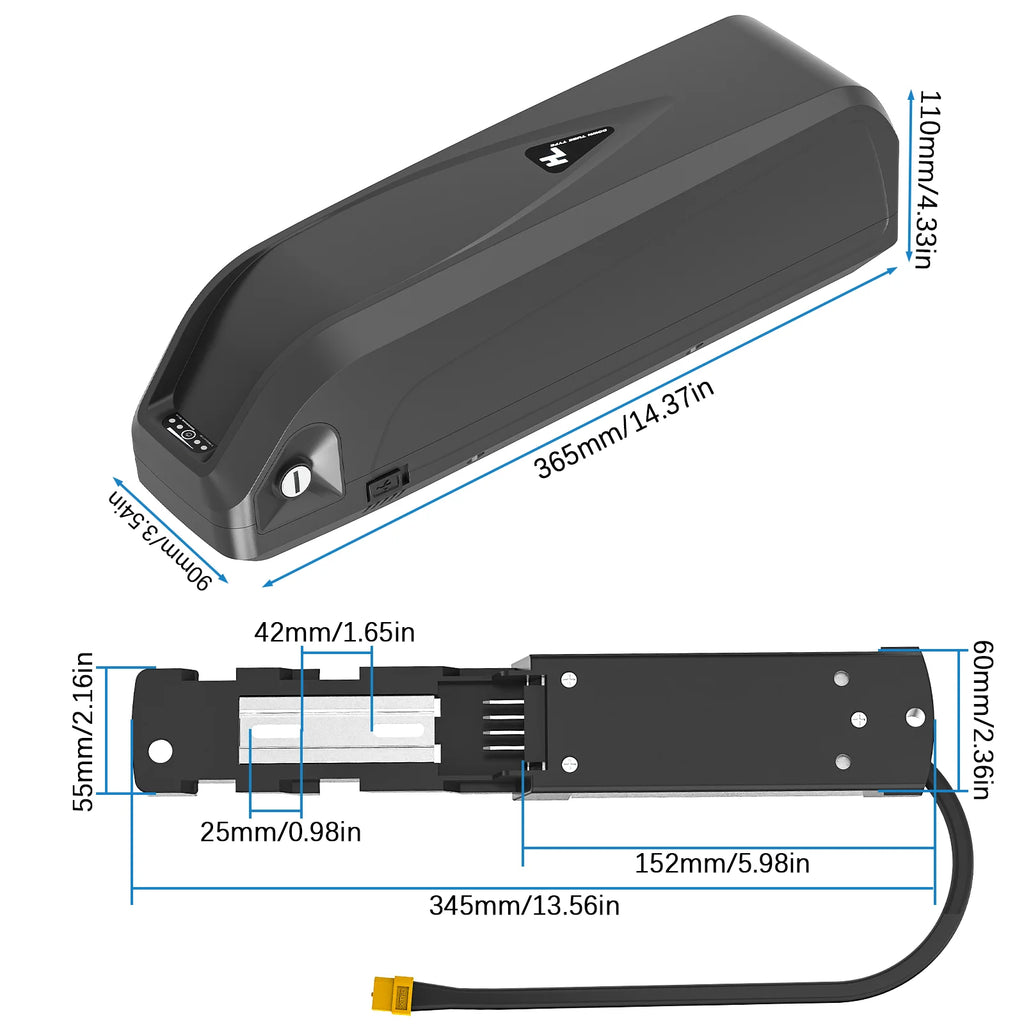 FactoryDirect Hailong3 Ebike Battery 36V48V52V Black Electric Bicycle Battery BMS Protection Battery18650/21700 Lithium Battery