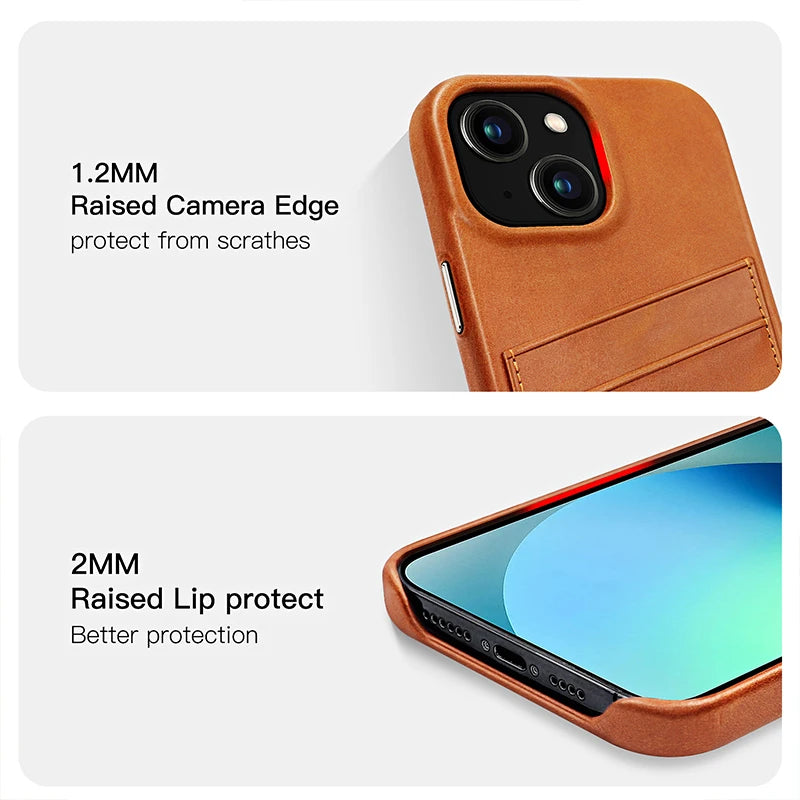 Metal Button Raised Camera Protective case Vintage Leather Wallet Card Holder Leather case for iphone 13 Pro Max