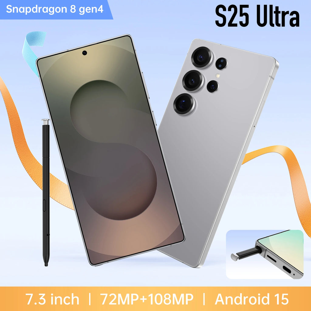 Free Shipping Hot Selling Global S25 Ultra Smartphone 16gb+1tb Android Unlocked Deca Core Cpu Hd Screen Cheap Lte Mobile Phone