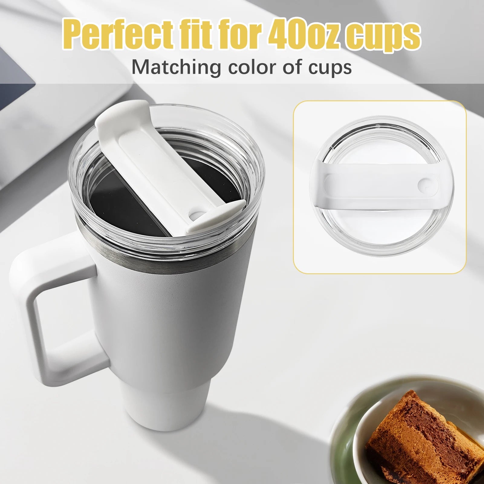 4 Pack Tumbler Lid Replacement for 40 oz Stanley Cup, Spill Proof Clear Replacement Lids Fit for Stanley Travel Tumbler
