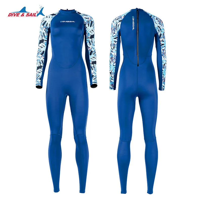 DIVE&SAIL Sunscreen Sublimation Women Full Body Back Zipper Rash Guard scuba Surfing Swimwear