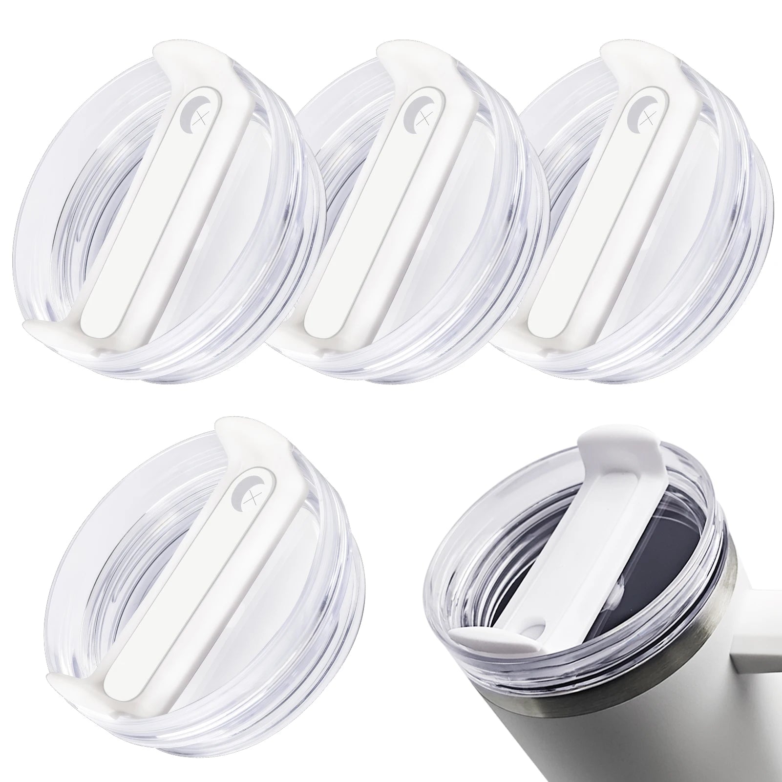 4 Pack Tumbler Lid Replacement for 40 oz Stanley Cup, Spill Proof Clear Replacement Lids Fit for Stanley Travel Tumbler