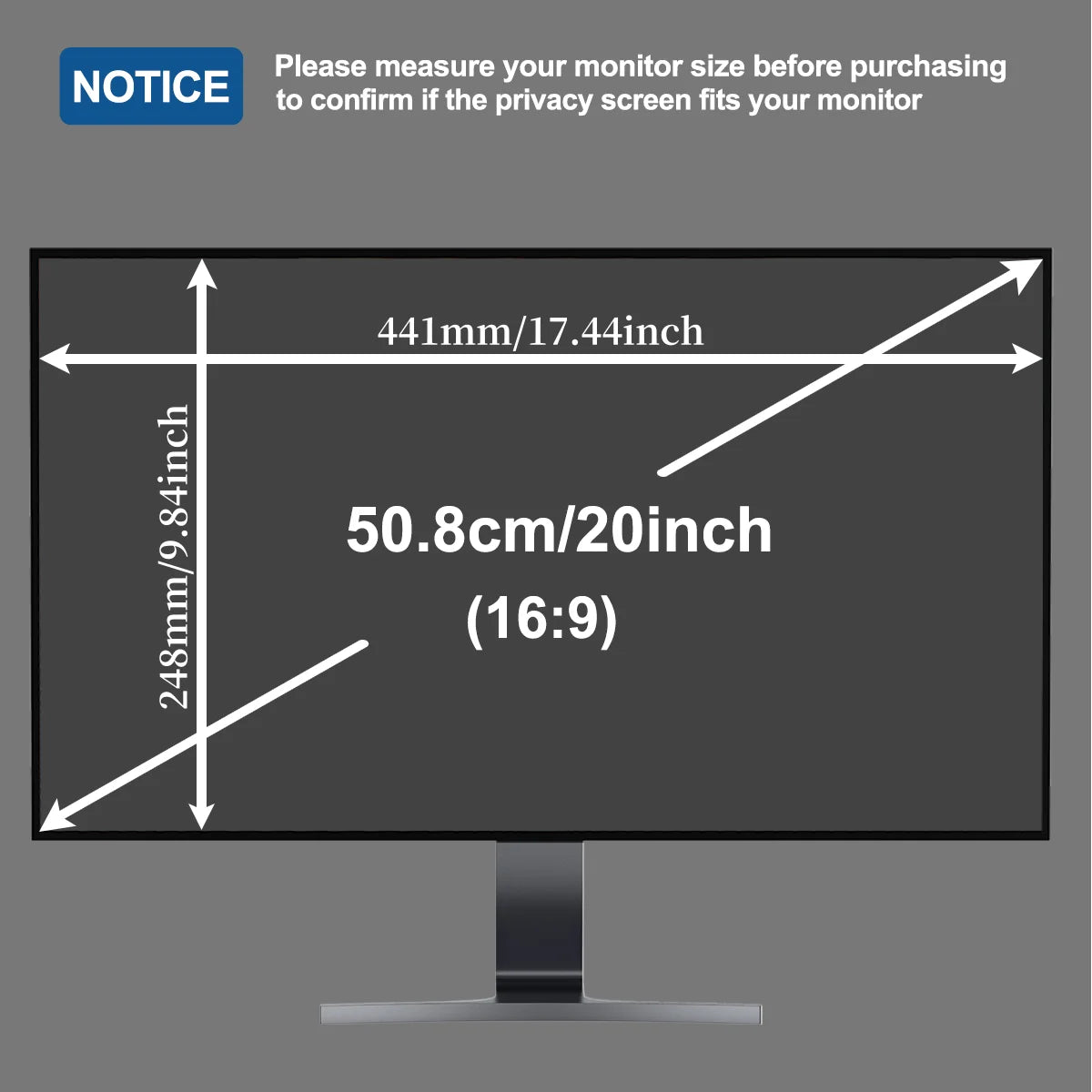 20-Inch 16:9 Widescreen Desktop PC Monitor Anti-Glare Privacy Screen Protector Anti-Glare Protector Filter 20 Inch Screen