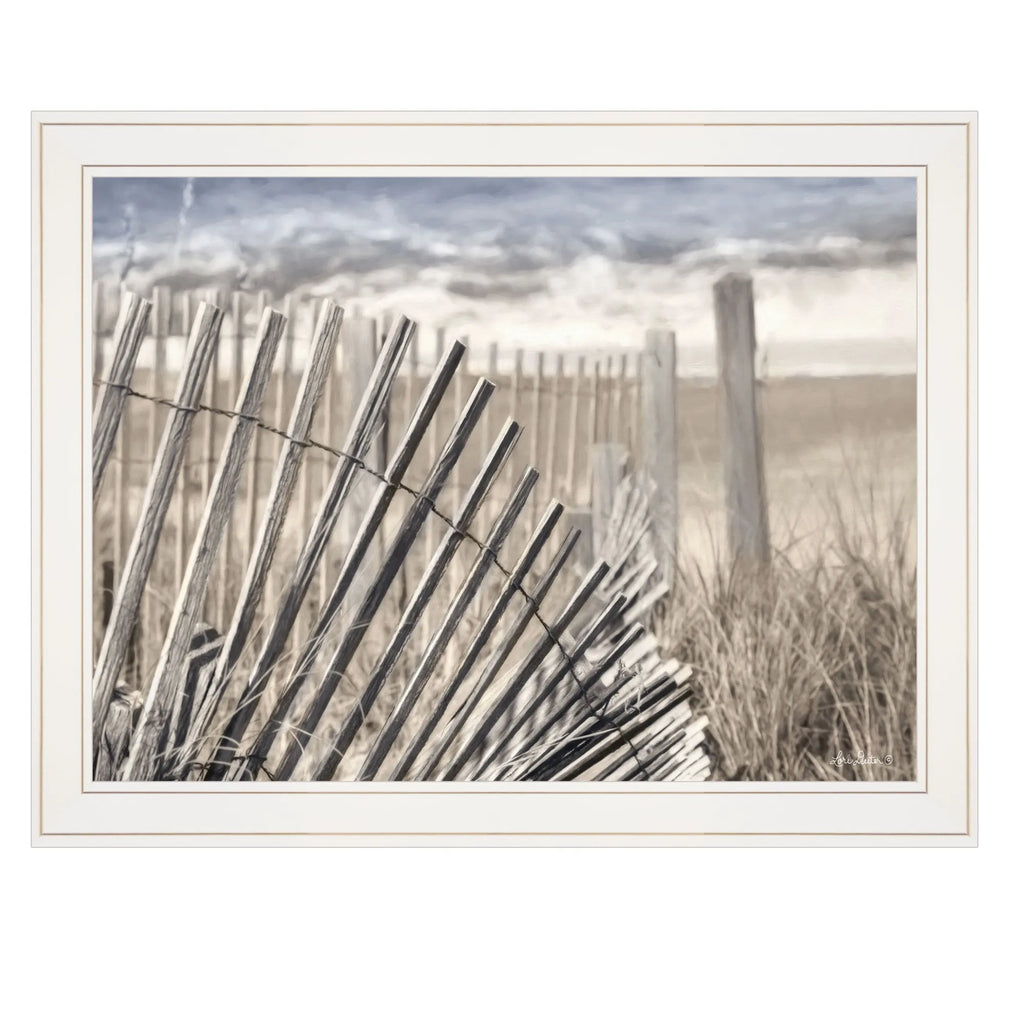 White Framed HMS on the Coastline Wall Art Elegant Decal for Home Decor