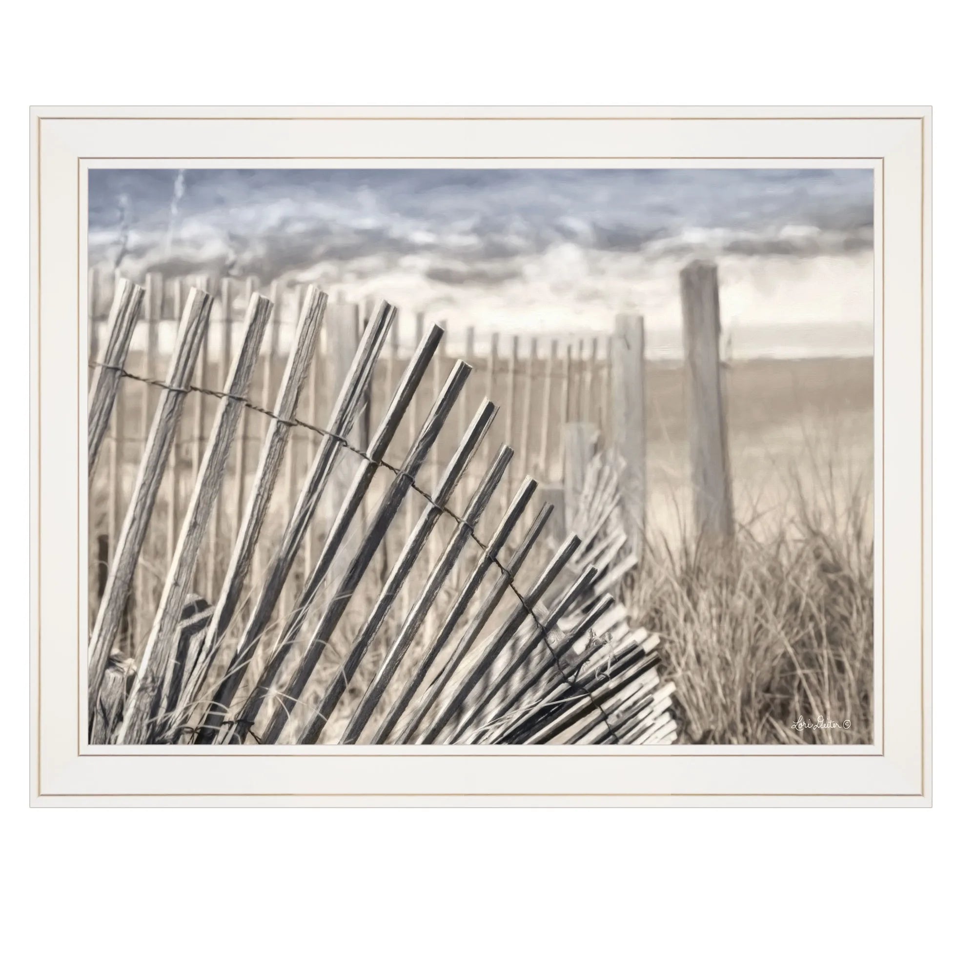 White Framed HMS on the Coastline Wall Art Elegant Decal for Home Decor