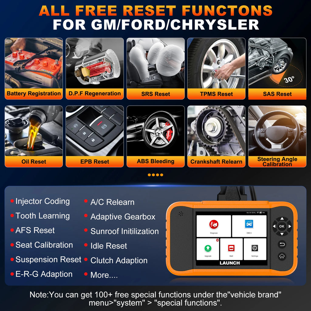 LAUNCH  NEW Creader Elite 2.0 for FGC OBD2 Scanner Diagnostic Tool Machine for All Cars Full System All Service Code Reader