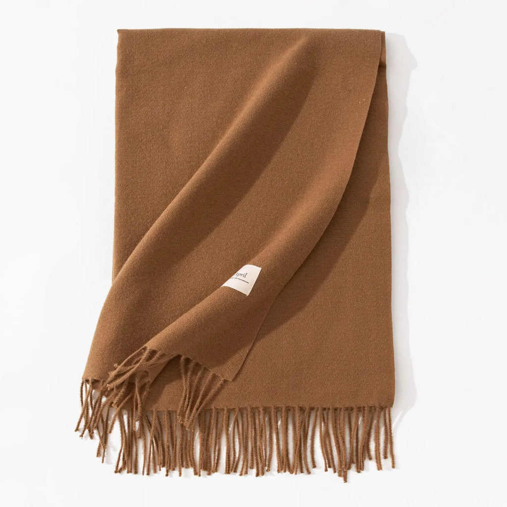 FCJ Women's Winter High-Grade Shawl Pure Color Artificial Cashmere Scarf Custom Logo Cable Knitted Jacquard Long Animal Design