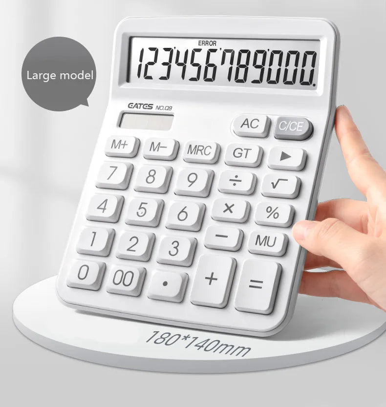 Simple Business Calculator 12-digit Display Large Screen Dual Power Supply Calculator Student Accounting Desktop Calculator