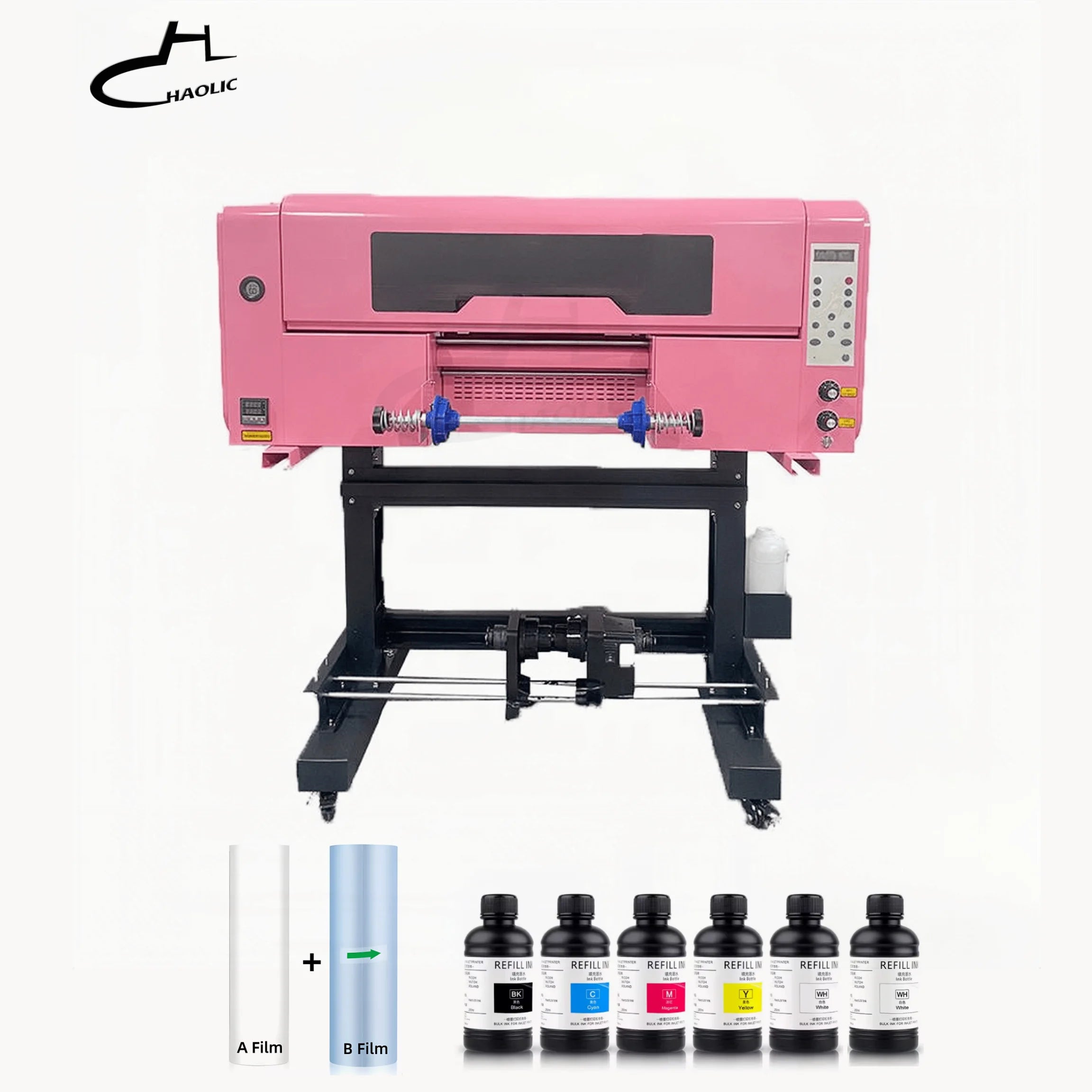 Haolic High-Speed UV DTF Combo: Integrated Laminator & Roll-to-Roll Printer for DIY 16oz Cup Mug Decal Wrapping Small Business