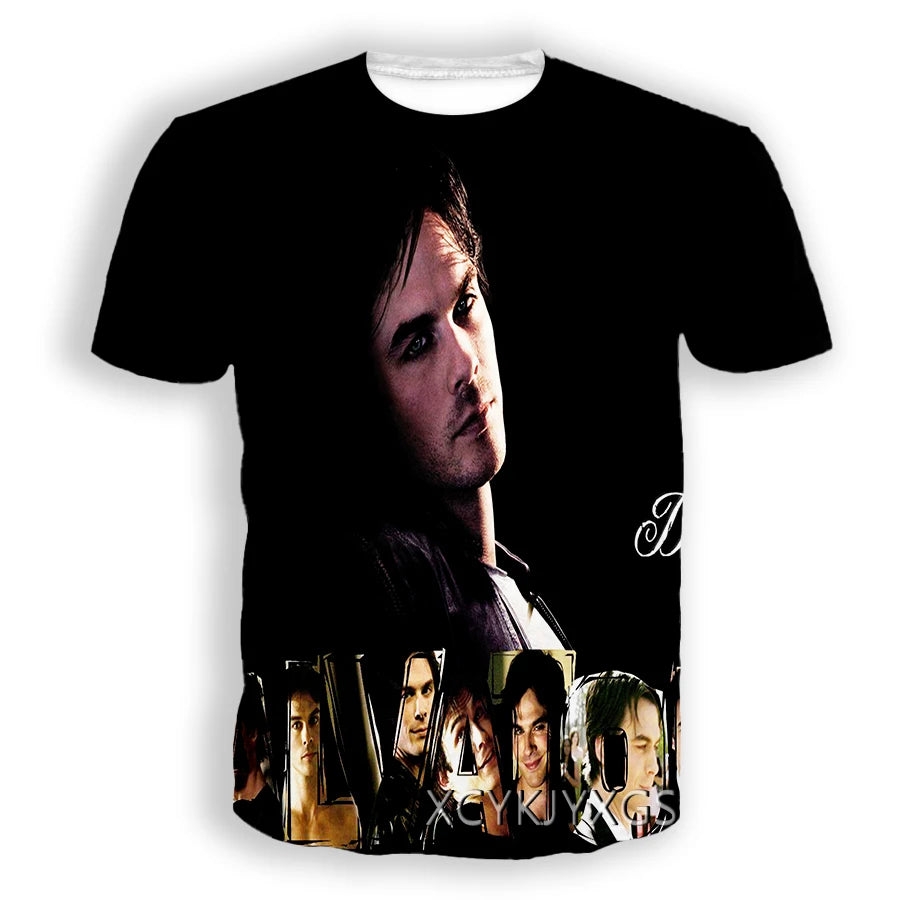 Men/Women TV The Vampire Diaries 3D Printed T-Shirt Damon Salvatore Short Sleeve Fashion T Shirt Sport Pullover Summer Tops 6XL