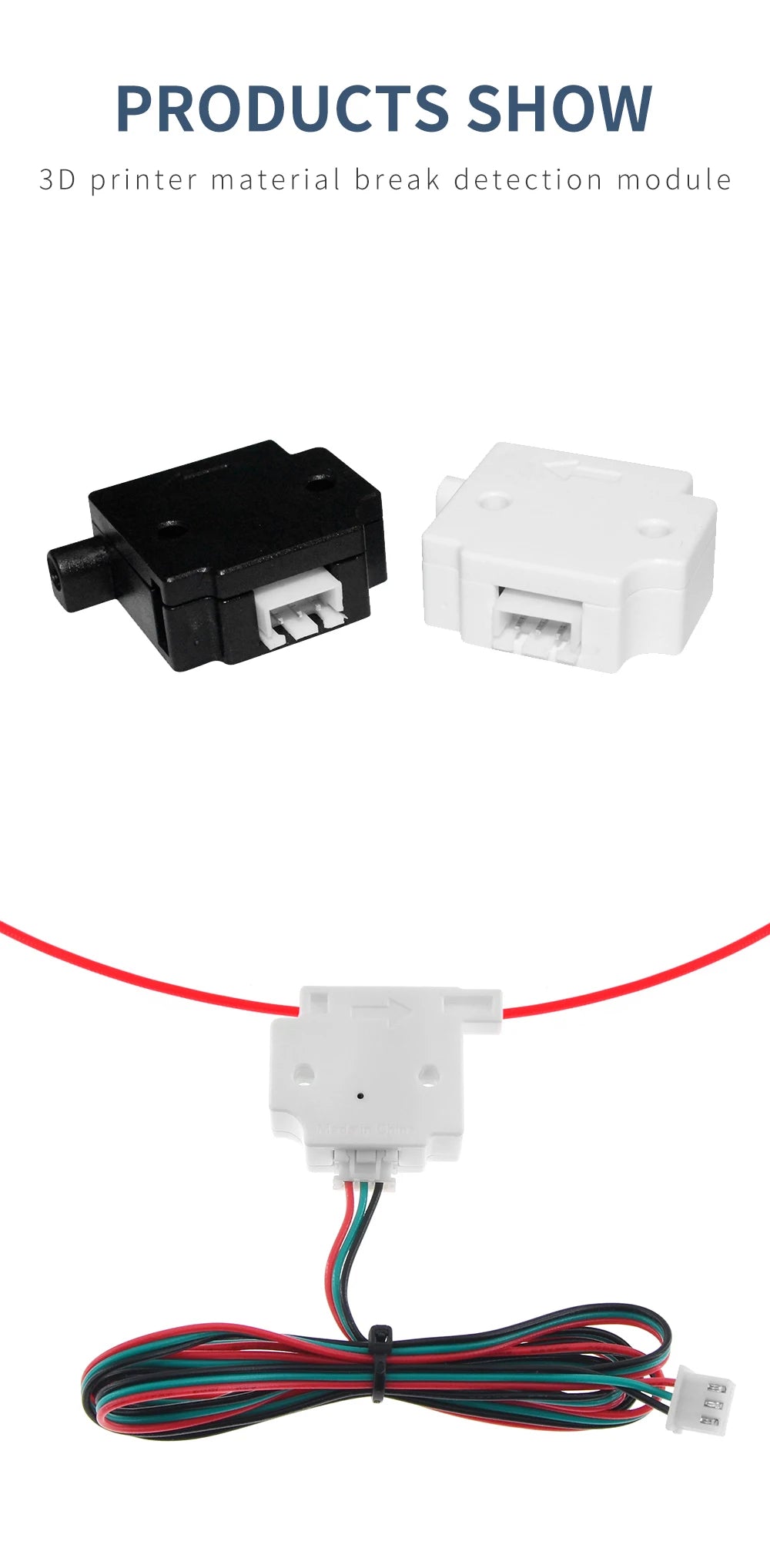3D Printer Filament Break Detection Module With 1M Cable Run-out Sensor Material Runout Detector For Ender 3 CR10 3D Printer