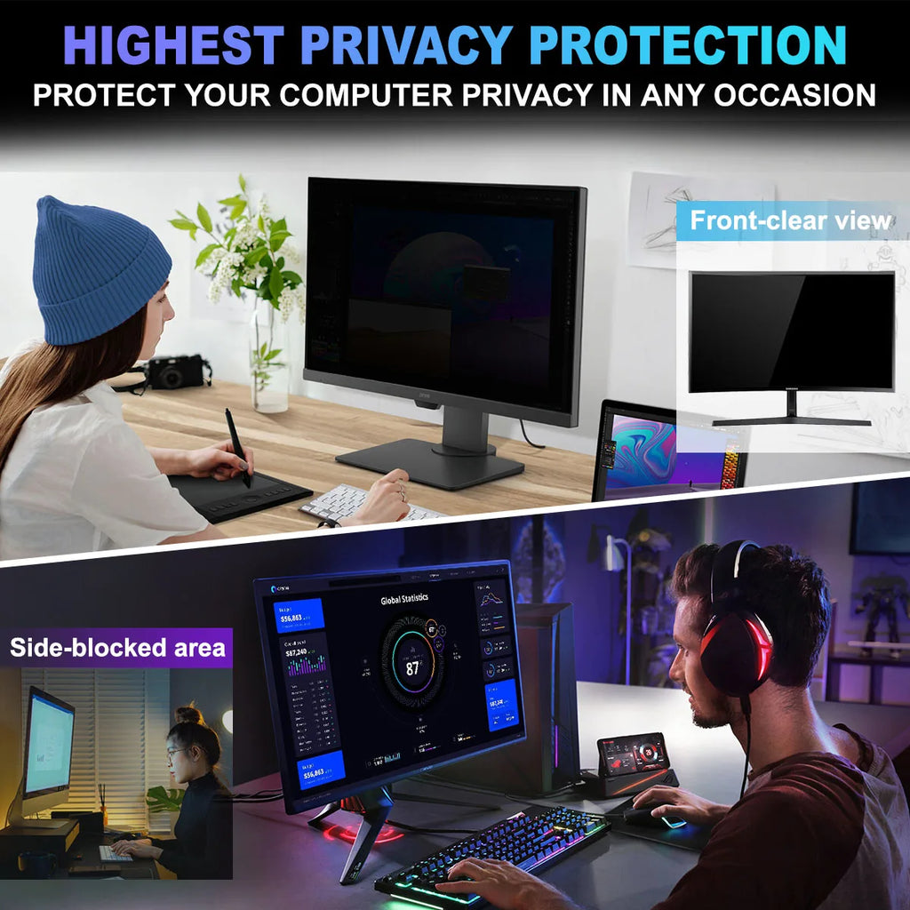 2-Pack 24 Inch Privacy Screen Protector for 16:9 Widescreen Desktop PC Monitor, Anti-Glare Anti Blue Light Screen Protector